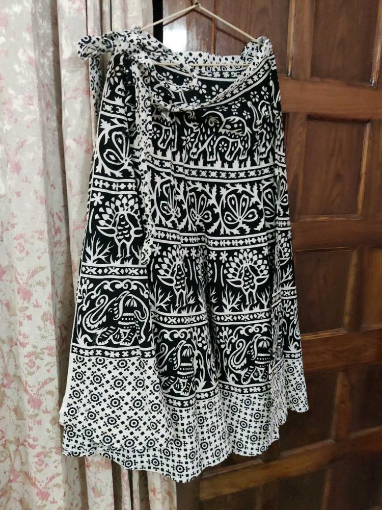 Boho Elephant Print Wrap Skirt