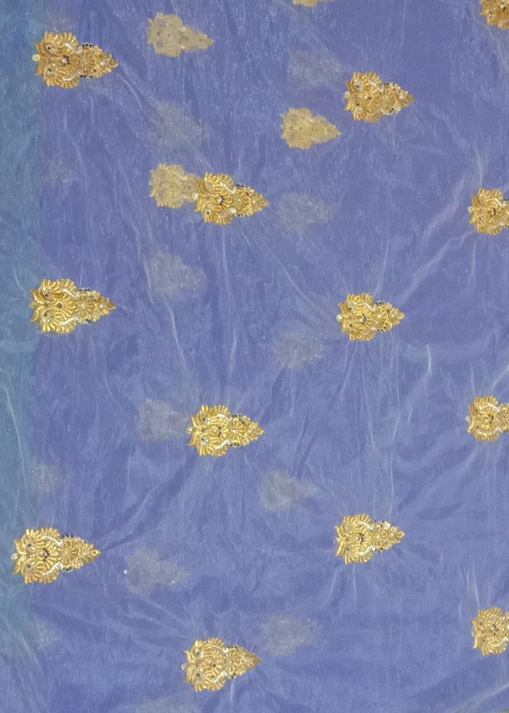 Elegant Blue &amp; Gold Embellished Fabric
