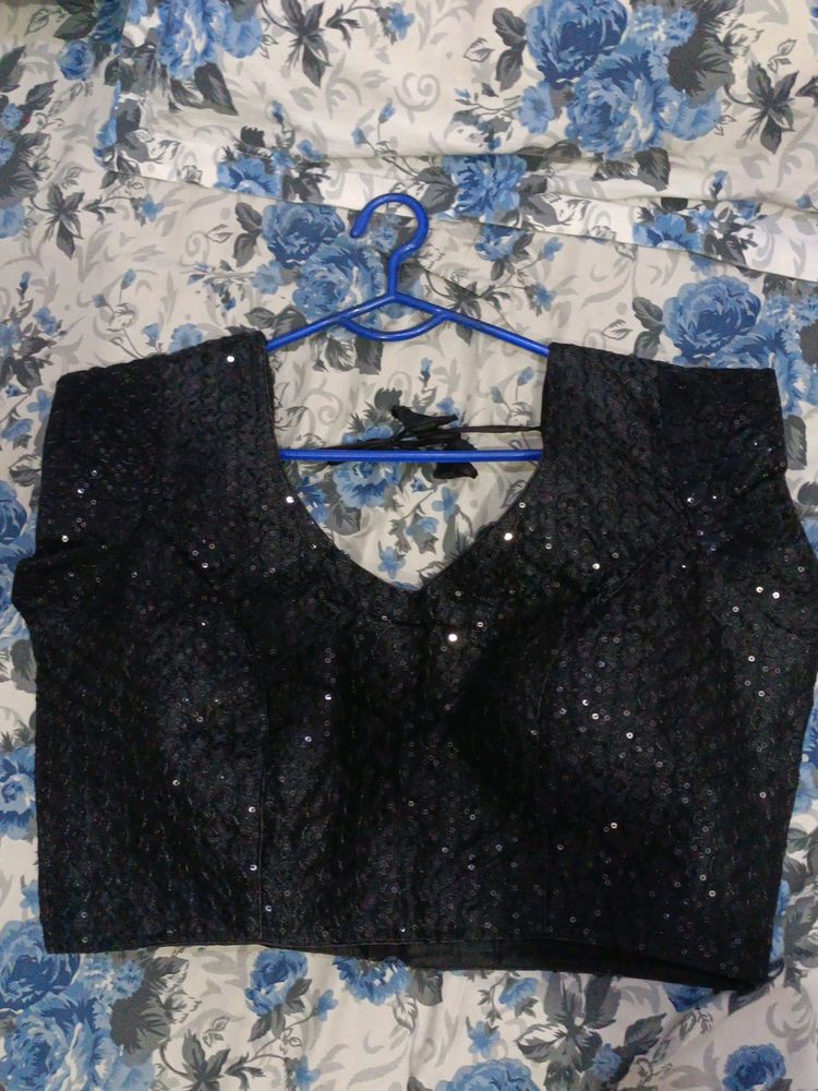 Size Is 42 Sequence Work All Over Black Color Padded Blouse . Never Used.