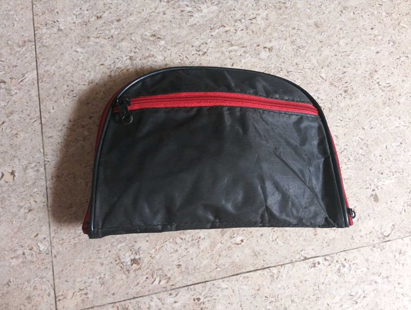 Black Pouch with Red Zipper
