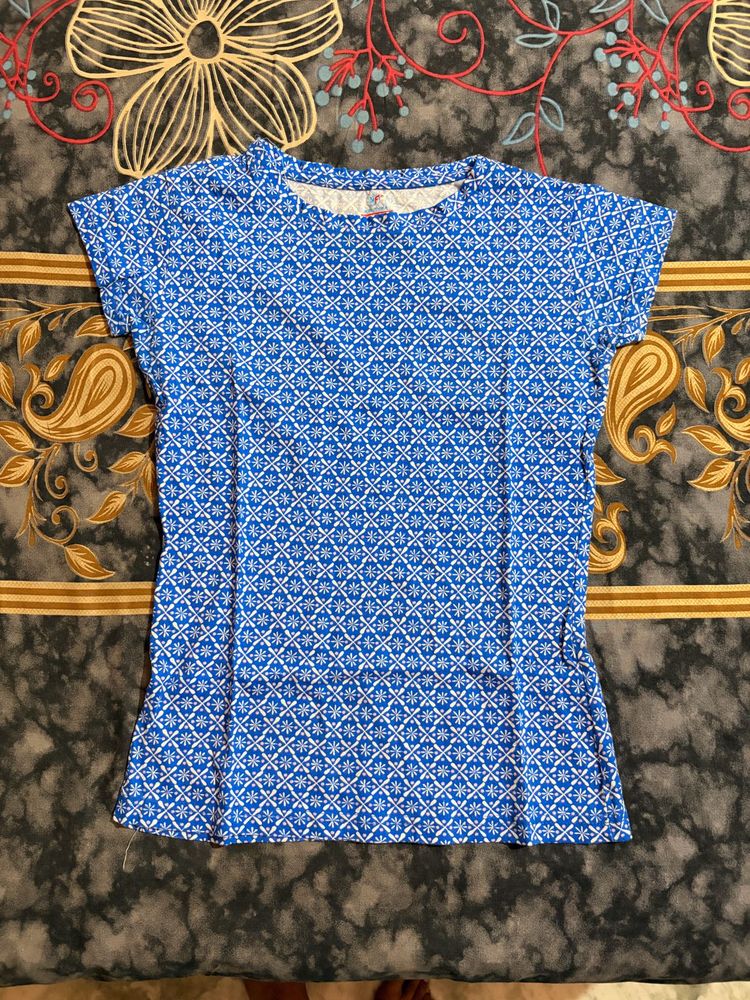 Blue Geometric Print T-Shirt