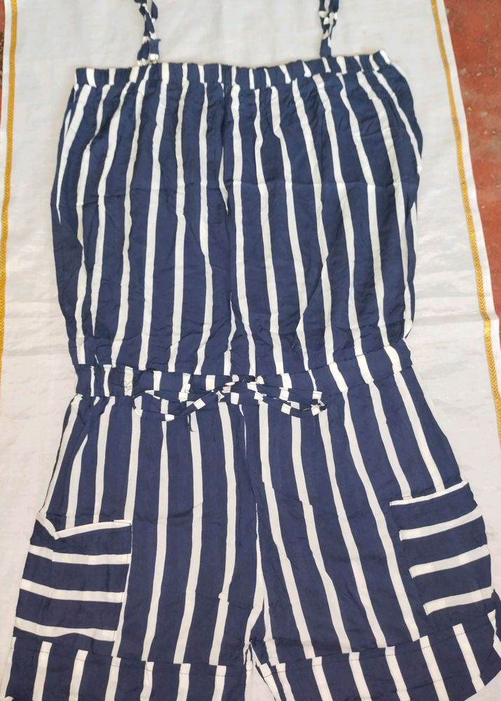 Striped Navy &amp; White Romper