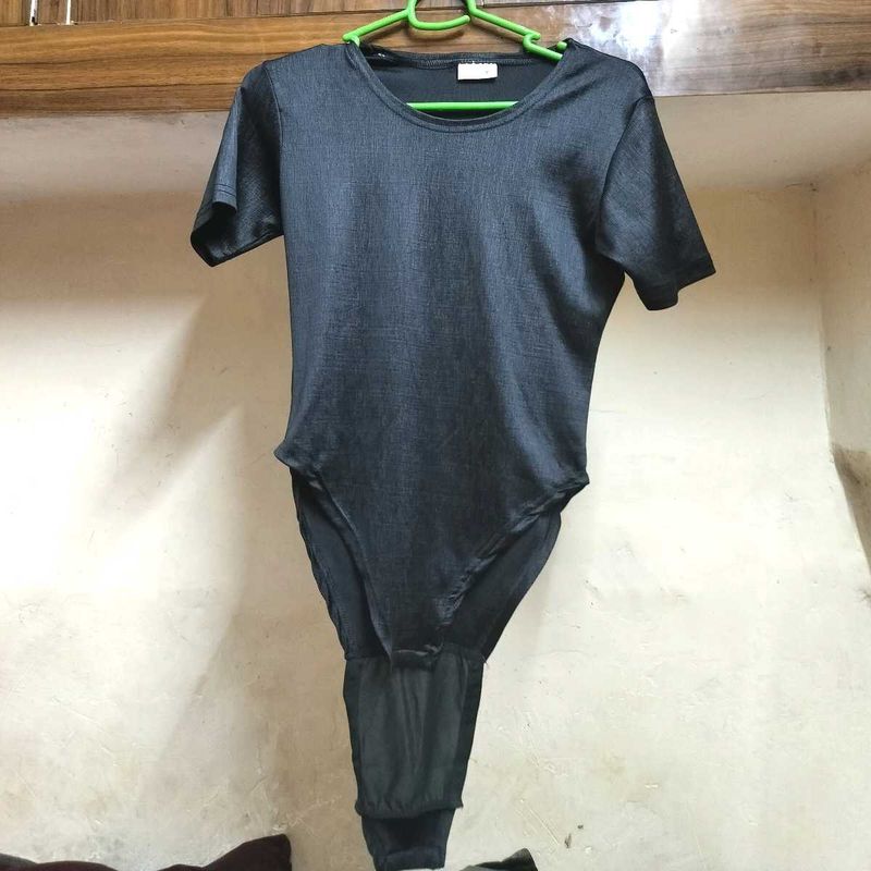 Sleek Black Short Sleeve Bodysuit