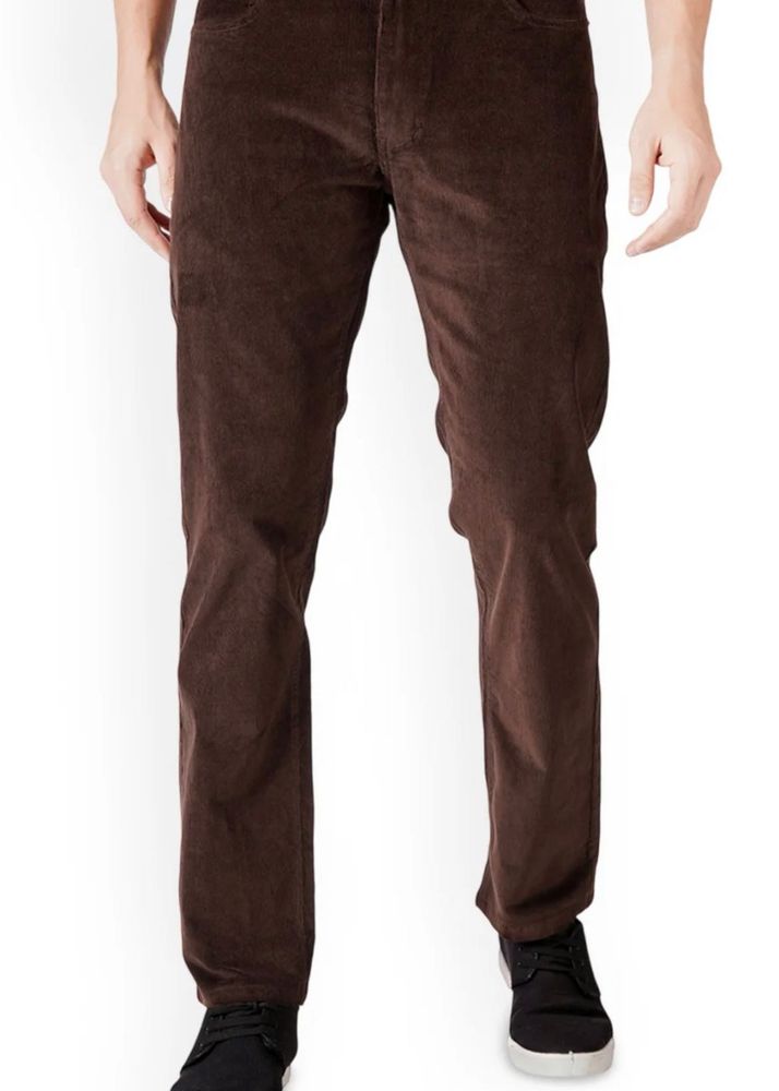 H&amp;M Brown Corduroy Trousers | Straight Fit | Excel