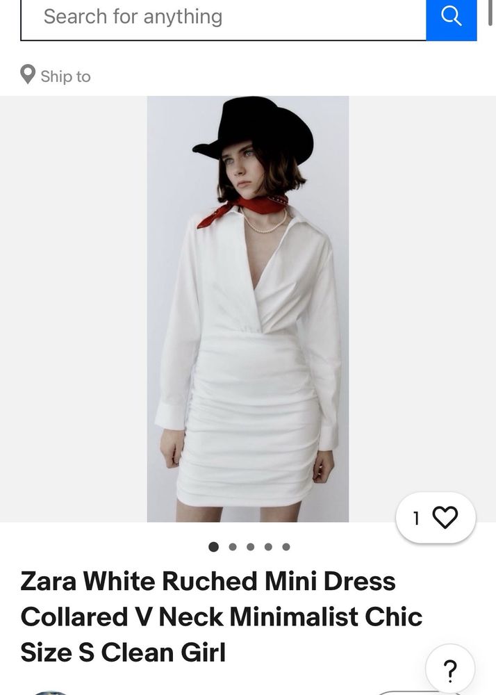 Zara White Ruched Mini Dress
