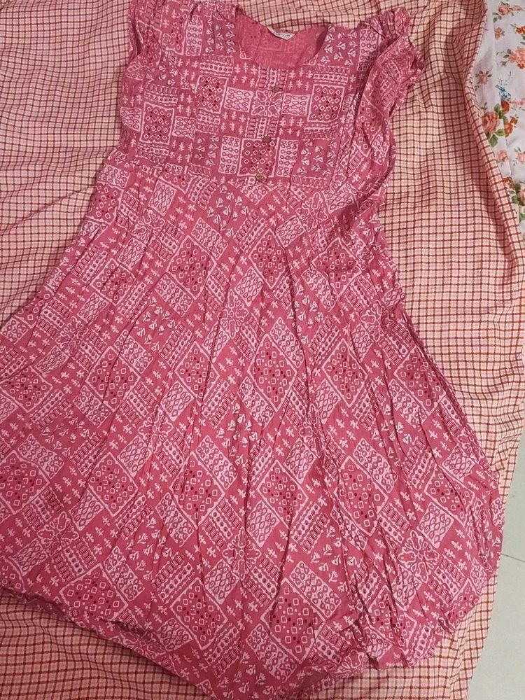 Beautiful Pink Printed Kurta XXL