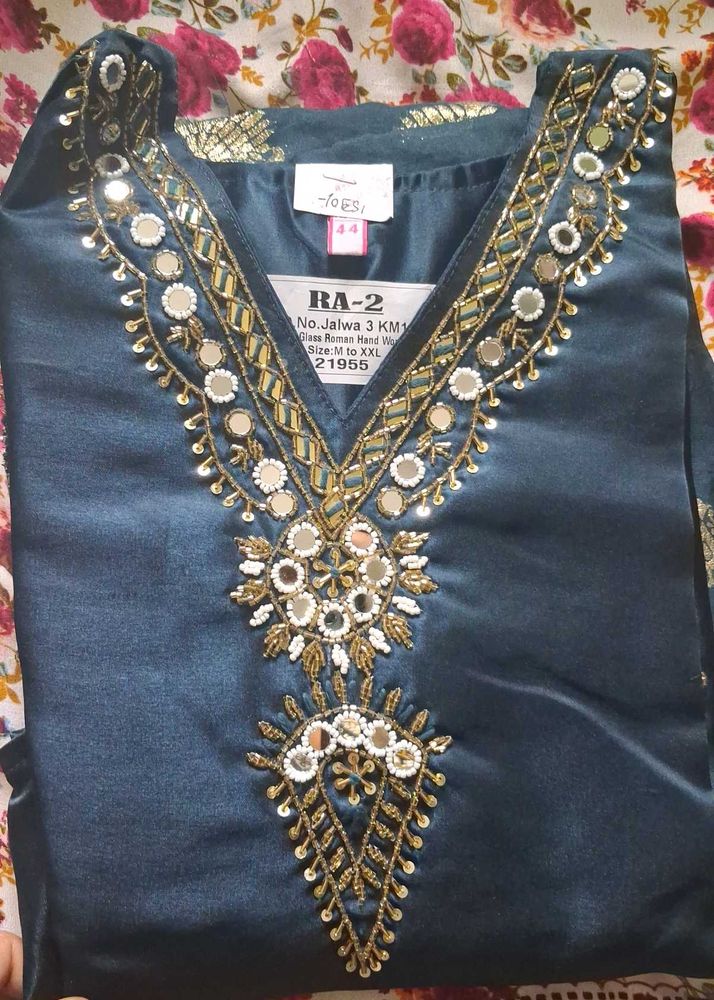 Embellished Teal Kurta