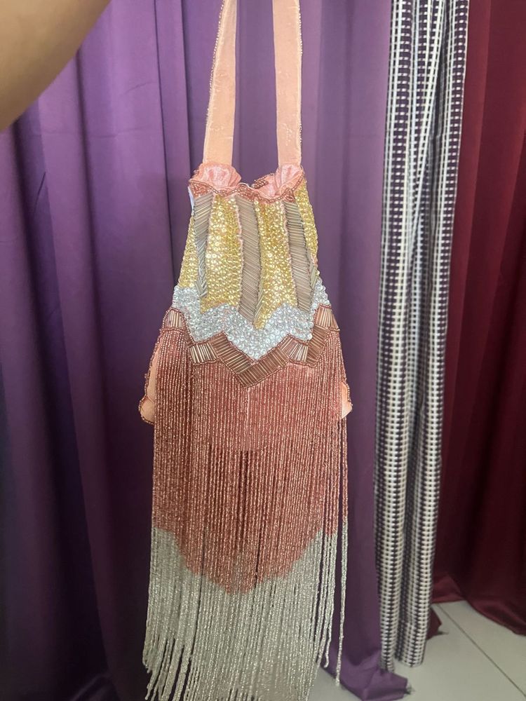 Vintage Beaded Fringe Clutch
