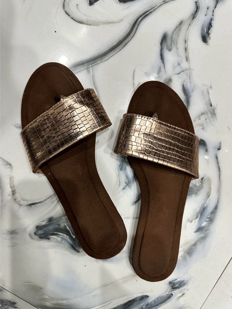 Rose Gold And Brown Flats