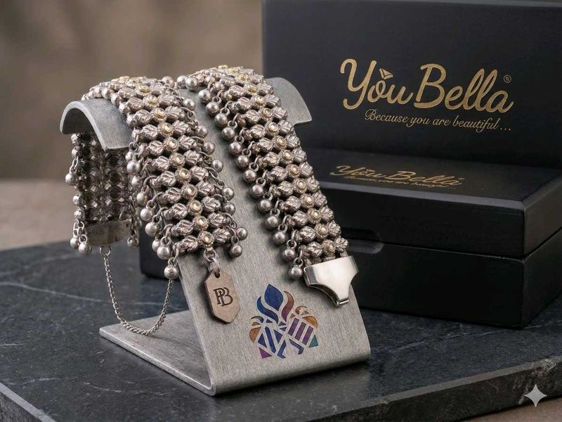 YouBella Stylish Silver-Plated Payal With Bell
