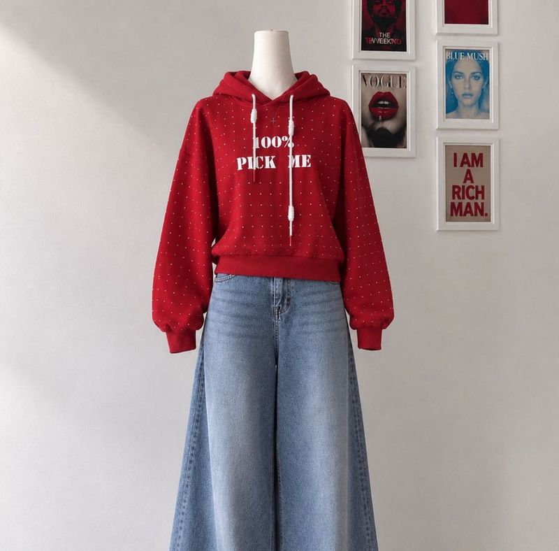 Red Rhinestone Hoodie