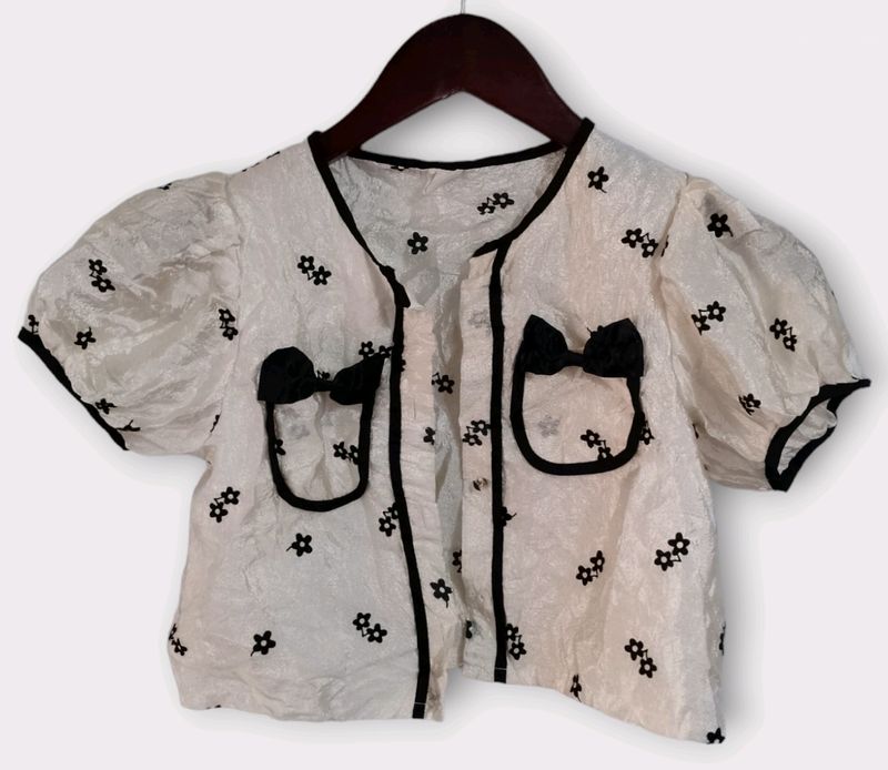 Cute Floral Bow Crop Top
