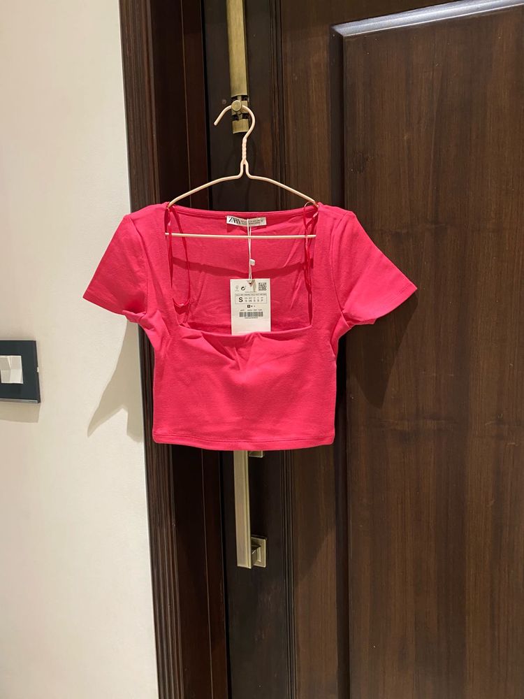 Vibrant Pink Square Neck Top