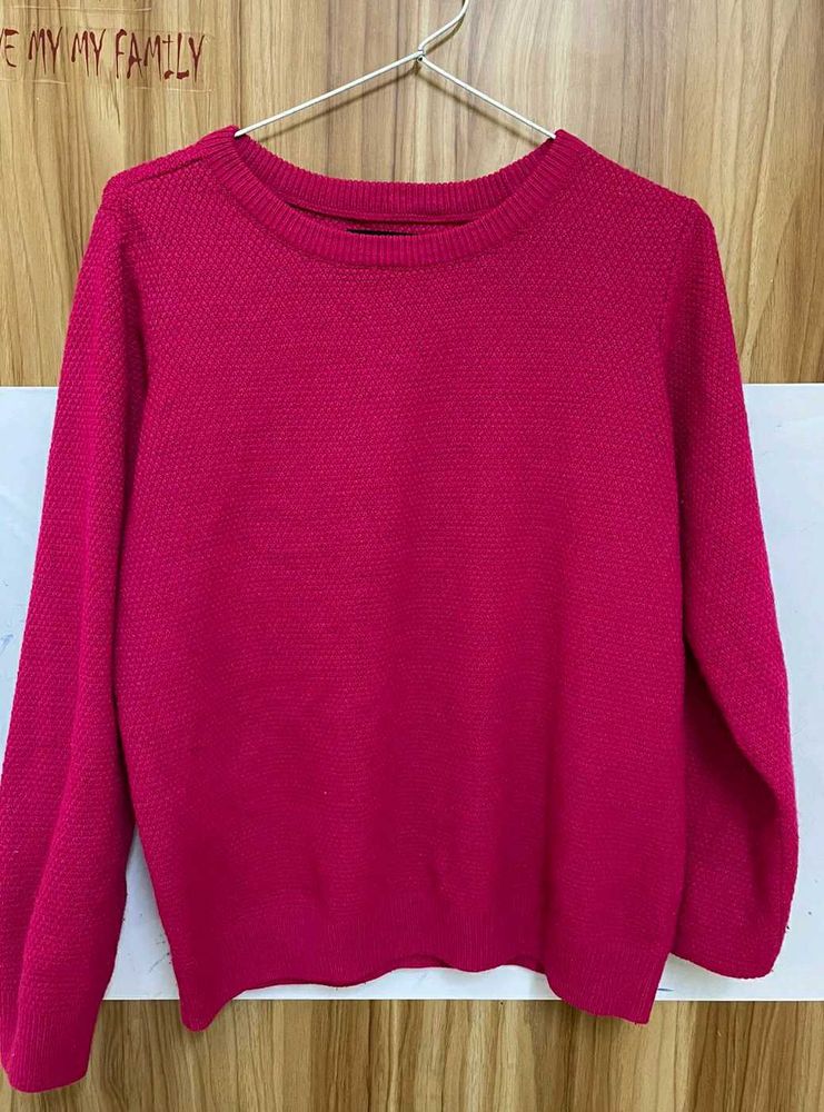 Magenta Knit Pullover Sweater