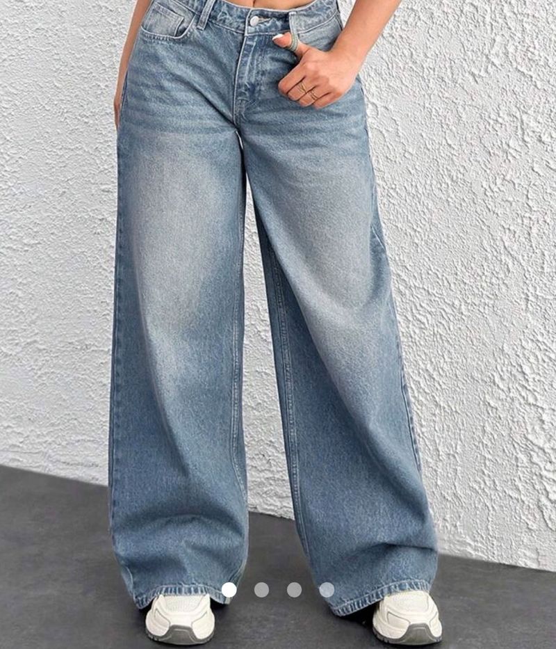 Wide Leg baggy light fade blue  Denim Jeans