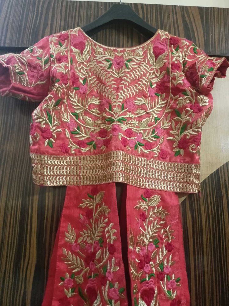 Embroidered Dark Pink Long Blouse with
