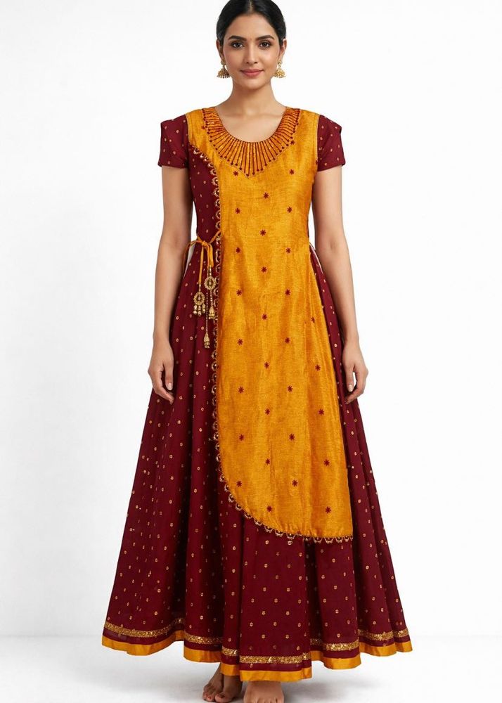 Beautiful Yellow &amp; Maroon Lehenga Choli