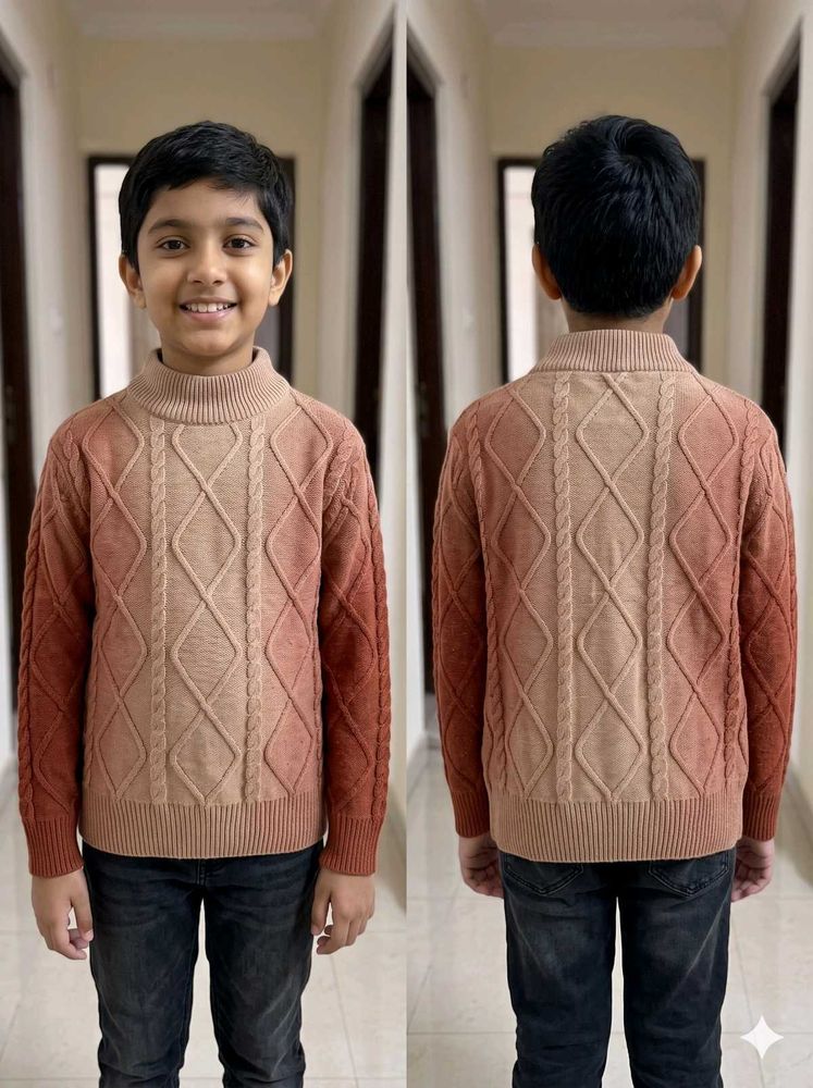Kids (10-11 Y) Ombre Cable Knit Mock-Neck Warm Swe
