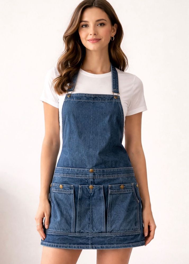 Denim Utility Halter Dress/ Apron