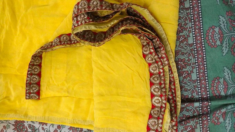 Yellow Saree with Embellished Borde