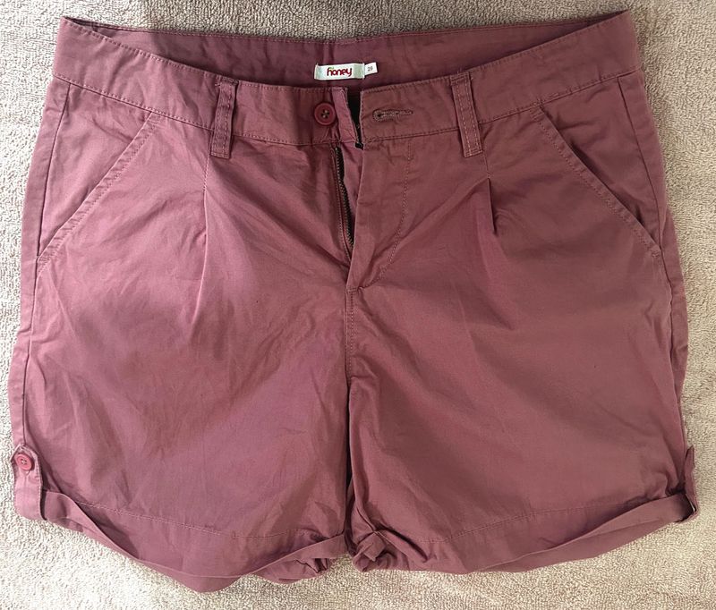 Women's Pink Cotton Shorts