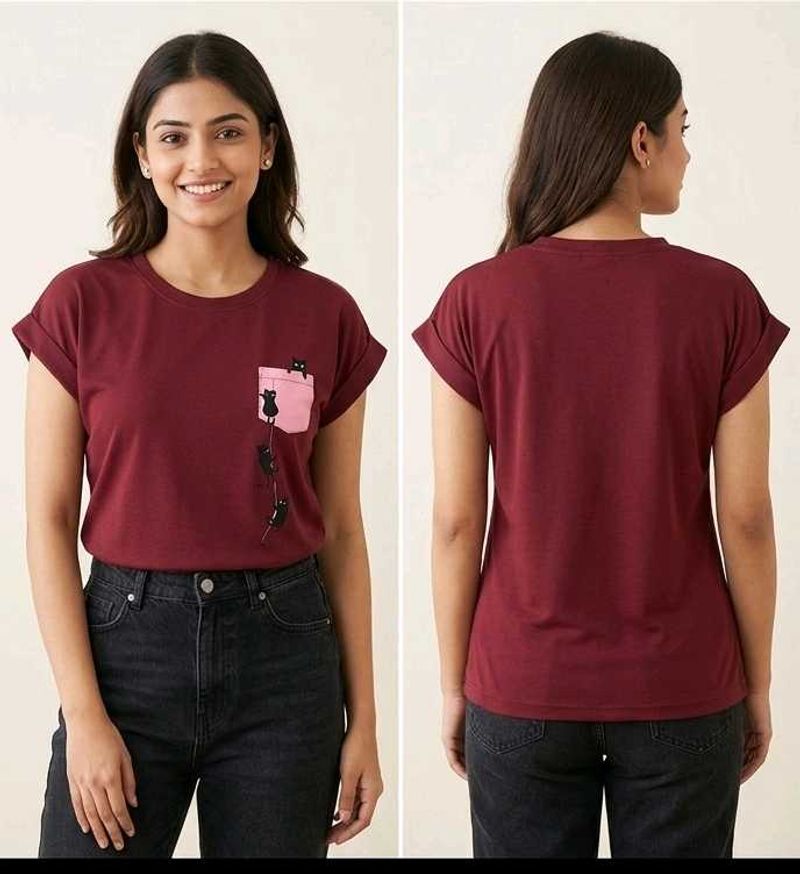 Cute Cat Pocket T-Shirt