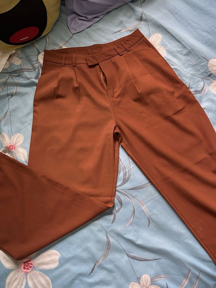 Premium Stylish Brown Pleated Trousers