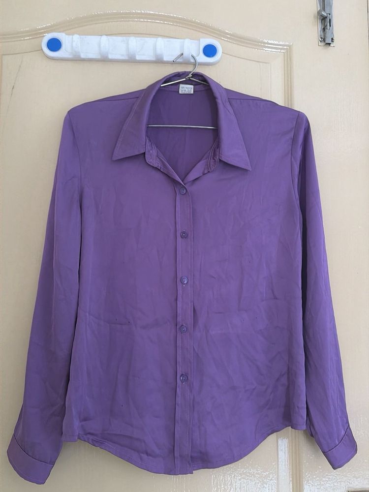 Purple Collared Button-Up Shirt