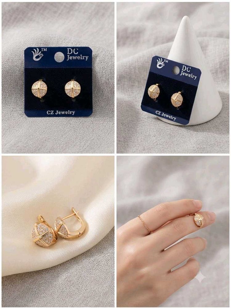 Sparkling CZ Earrings &amp; Ring Set