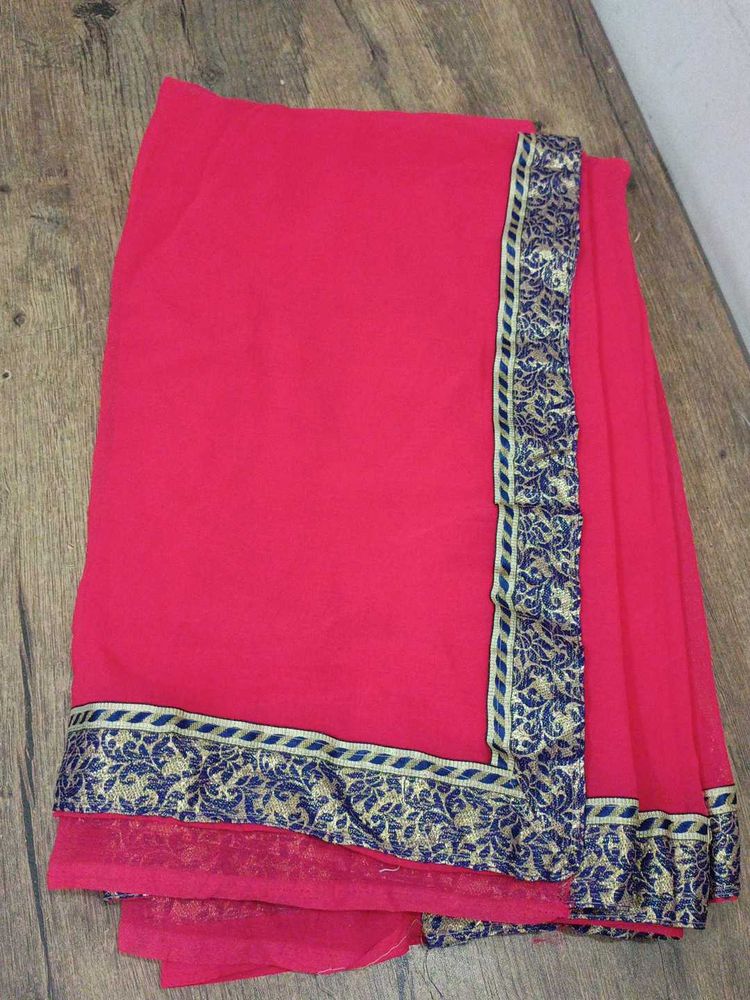 Vibrant tamatari Saree with Blue Border