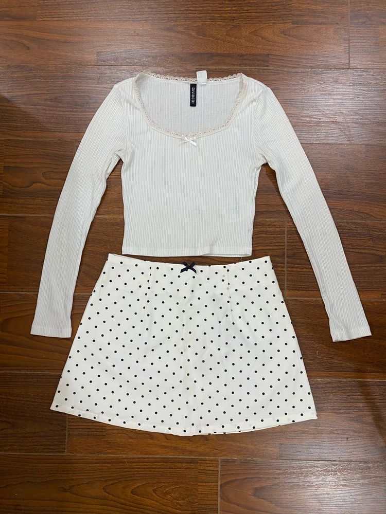 H&amp;M White Ribbed Crop Top