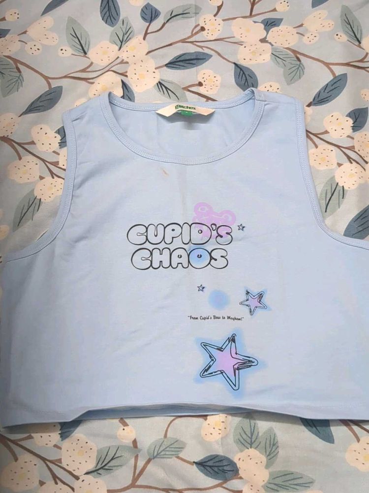 Cute "Cupid's Chaos" Baby Blue Tank Top