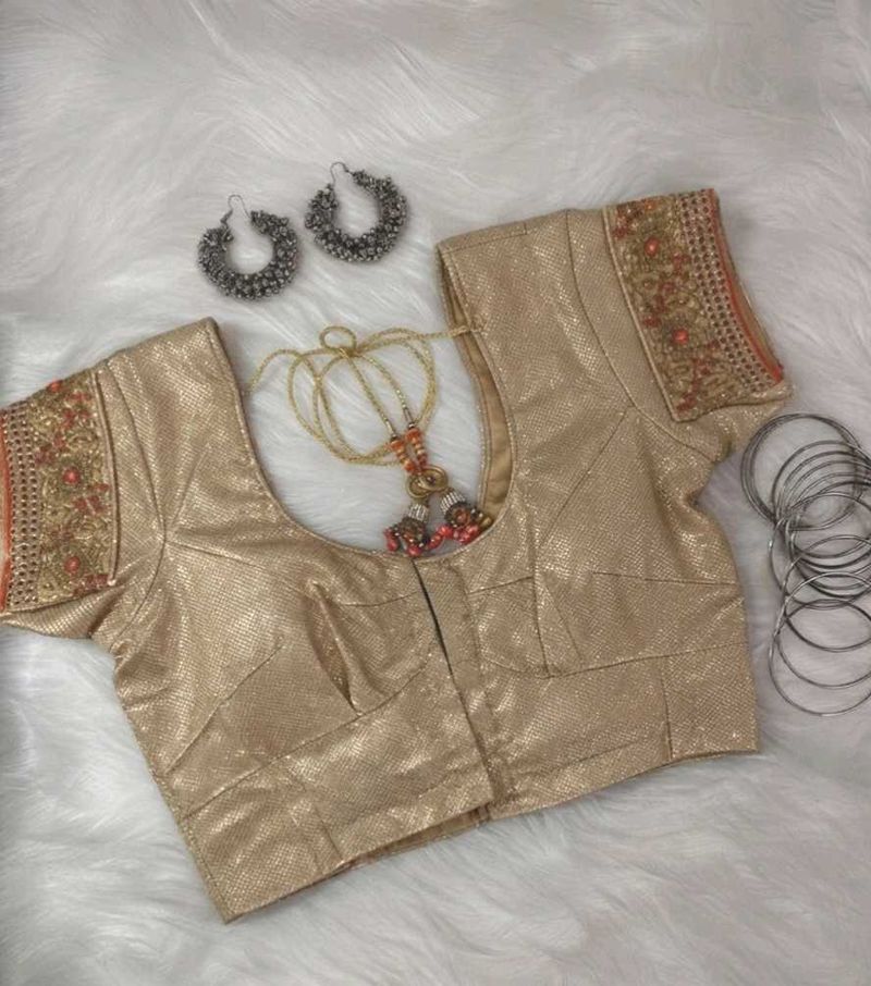 Elegant Gold Embroidered Blouse 💛✨
