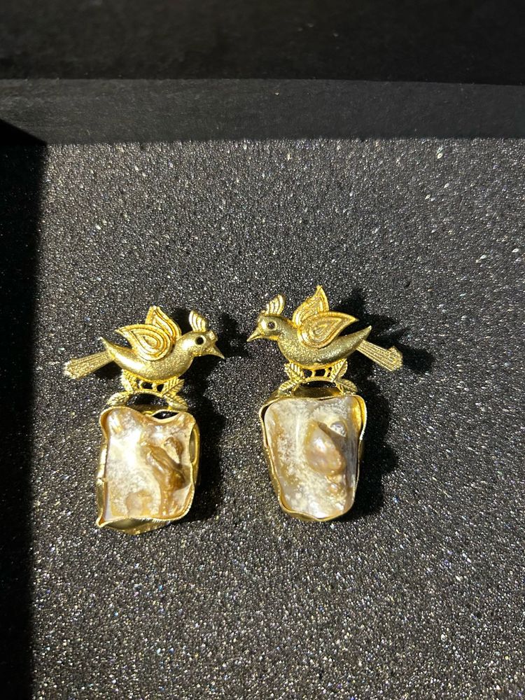 Unique Bird &amp; Pearl Drop Earrings