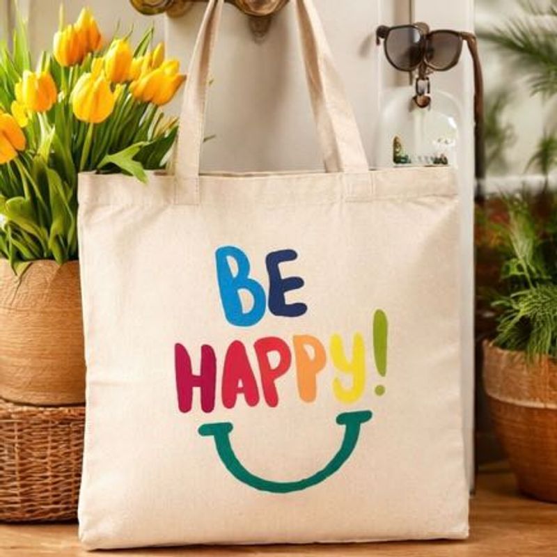 Happy Canvas Tote Bag