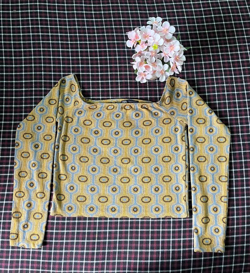 Zara Retro Print  Top 💛🤎