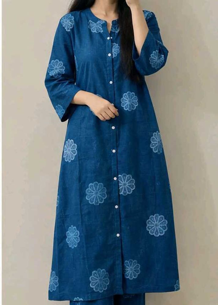 New Blue Floral Print Kurta