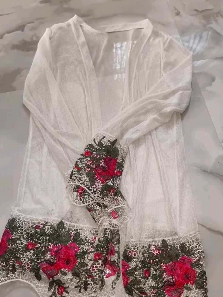Embroidered Net shrug
