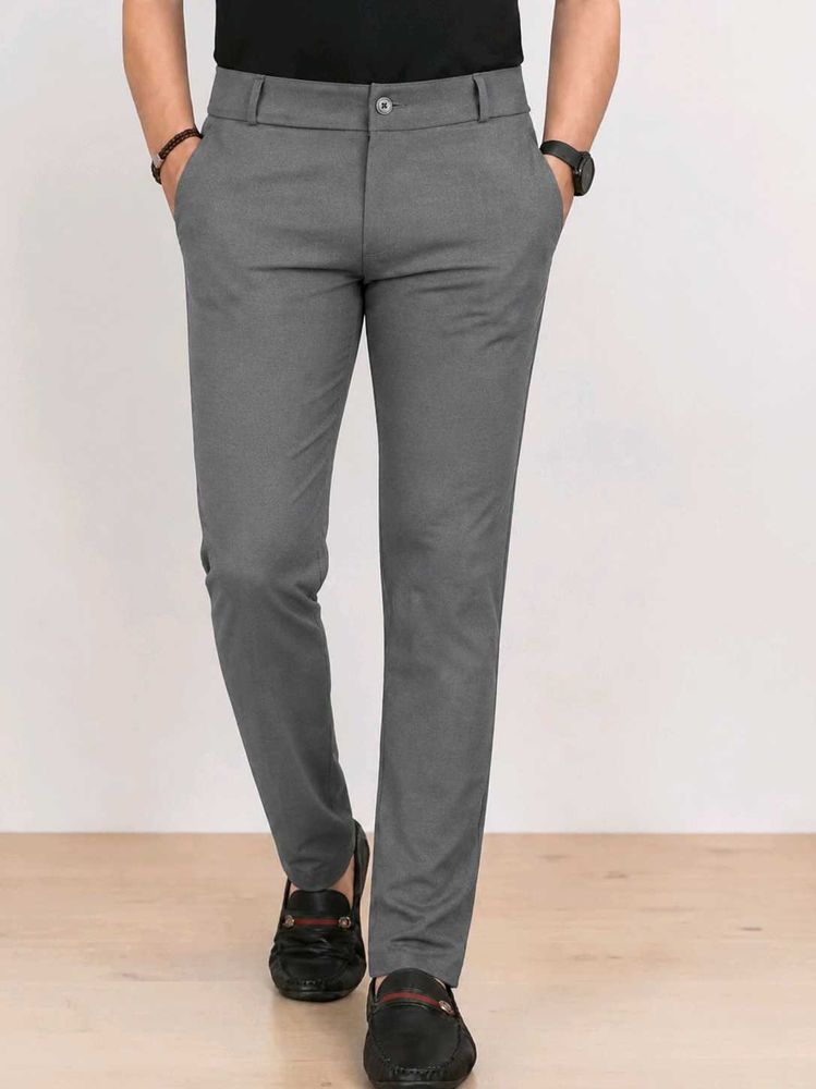 Men's Grey Slim Fit Trousers