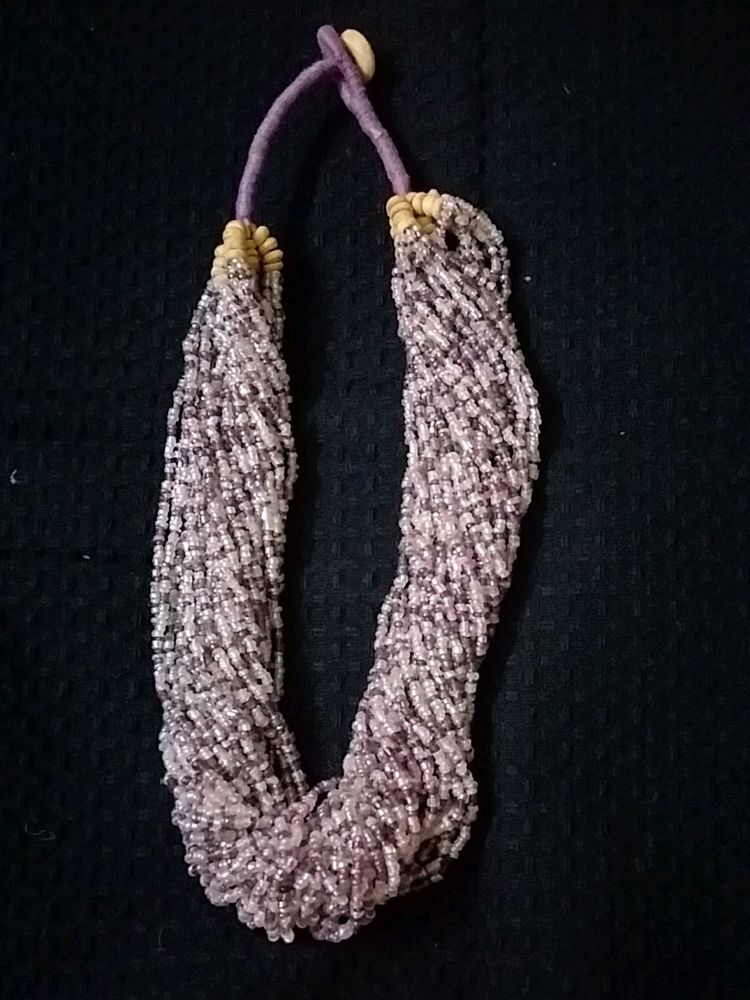 Necklace Beaded Mauve Colour