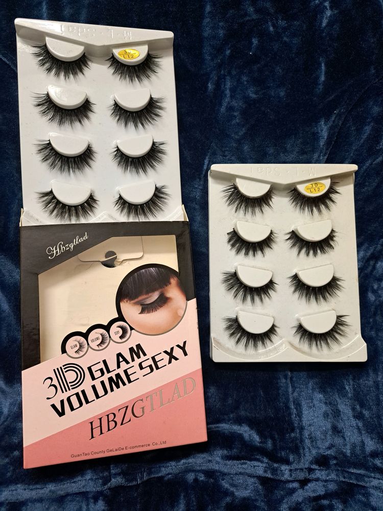 Set Of 8 Pairs False Lashes. Extra Volume For Ultra Glamorous Look