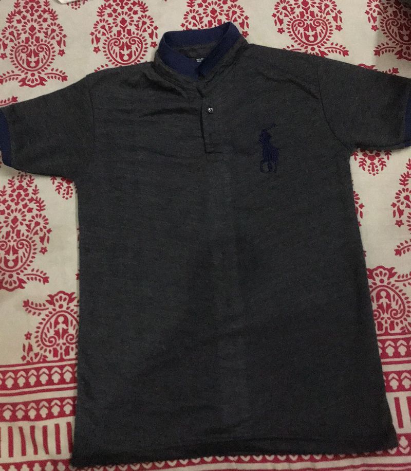 Men Polo Tshirt Grey And Blue