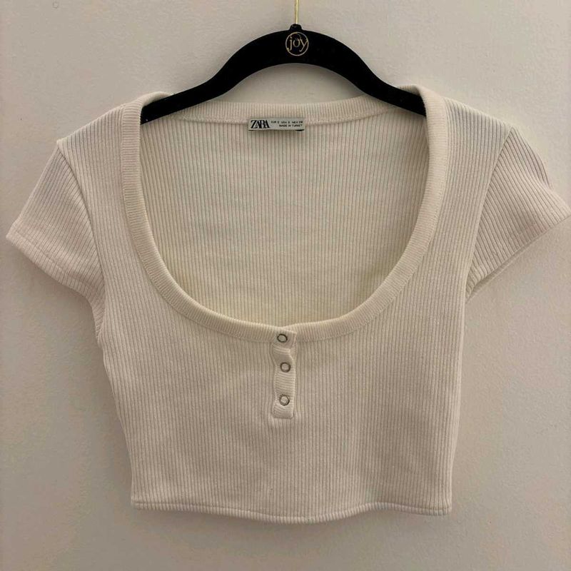 Ribbed Cream Crop Top