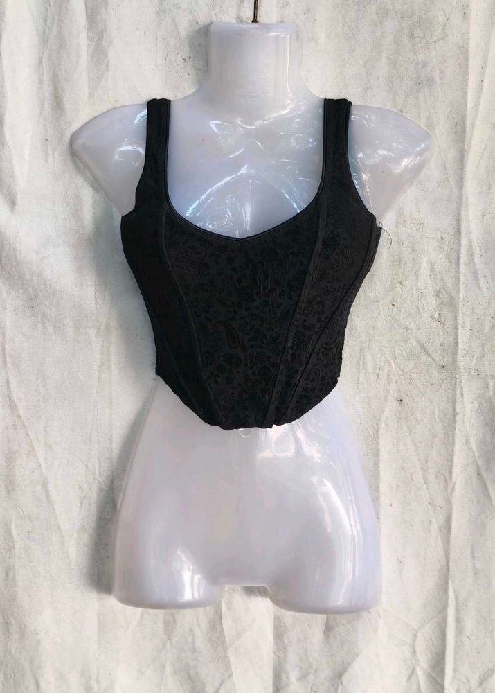 3729. Black Lace Corset Top