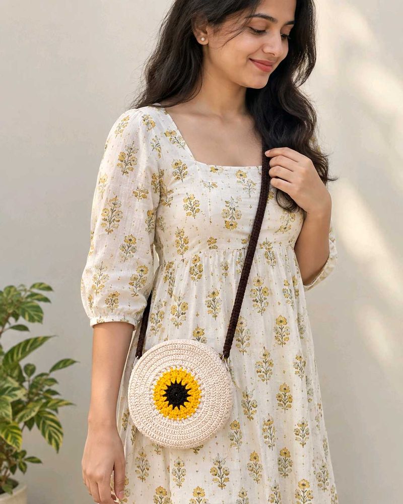 Round Crochet Crossbody Bag