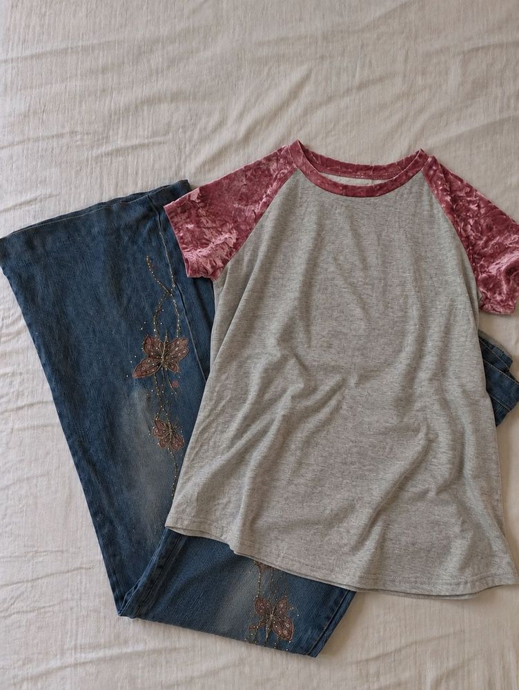 pink Velvet sleeve top🌸💗🎀