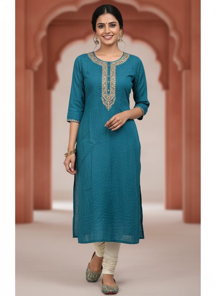 😍Teal Embroidered Kurta😍