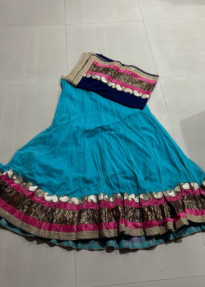 Stunning Teal Lehenga with Embellished Border