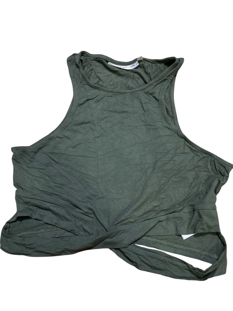 Olive Green Twist Front Tank Top