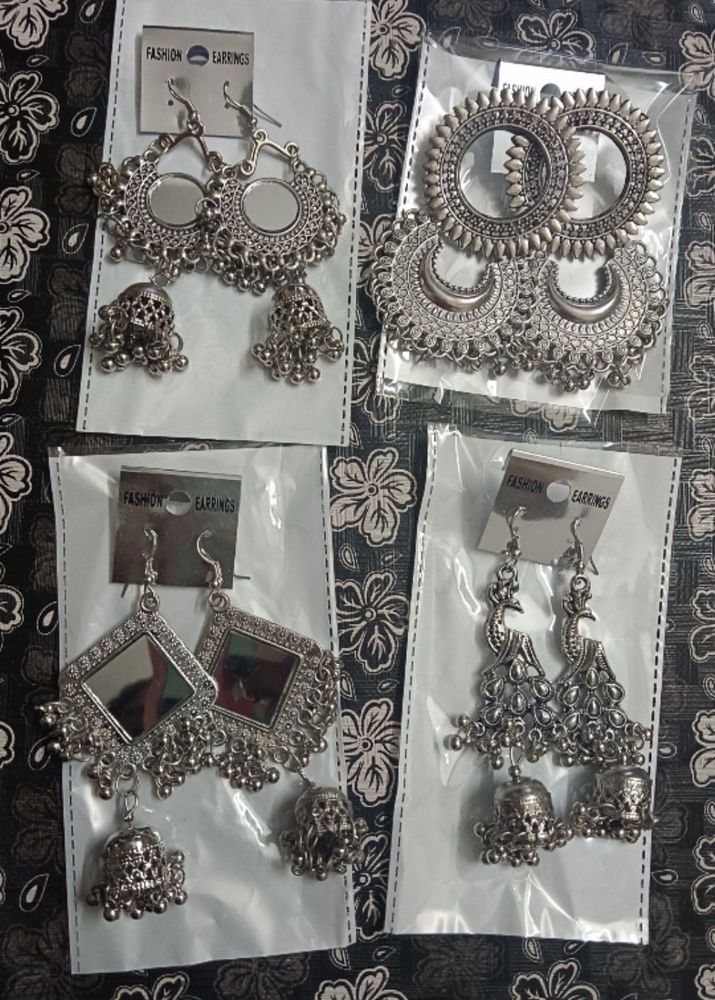 Combo of 4- Silver Oxidised Earrings Set